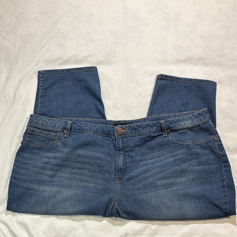 A3 Denim Cropped Straight-Leg Jeans Medium Blue Women's Size 26
